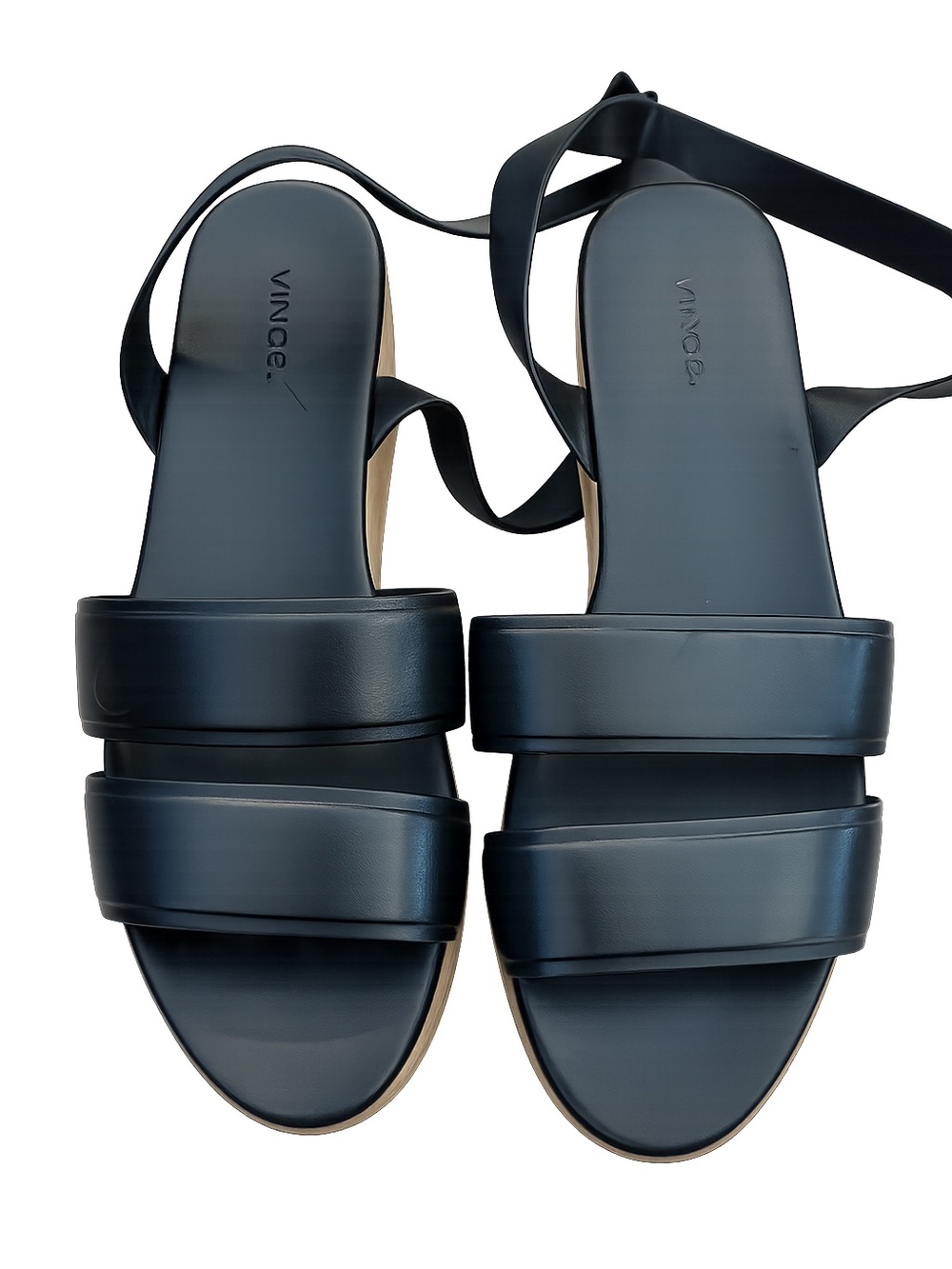 Vince Black Leather Double-Band Ankle-Tie Sandal